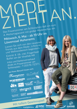 Modeschau mit "Frauenzimmer" 6. Mai 2015, 19:30 im Löwensaal Hohenems